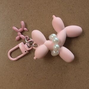 Charming Pink Balloon Dog Keychain Bag Charm